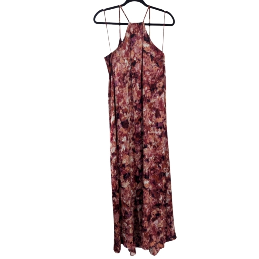Nicole Miller Fuchsia Watercolor Floral Print Trapeze Maxi Dress - Picture 5 of 8